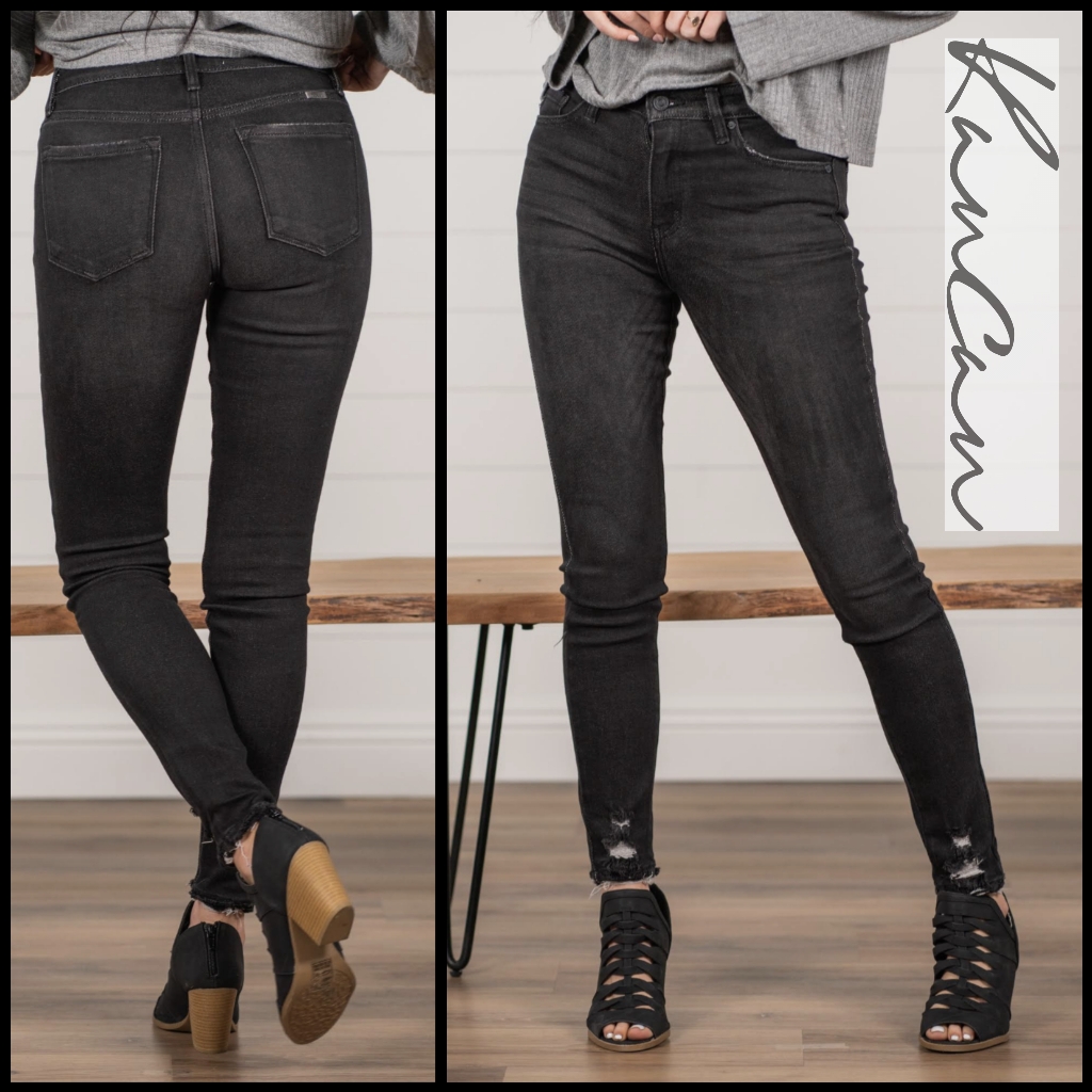 Kancan Charlie High Rise Skinny, Black, Women's 28, Distressed